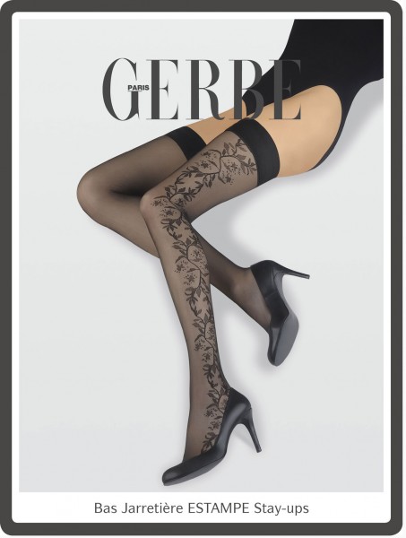 Gerbe - Elegant hold ups with delicate floral pattern Estampe