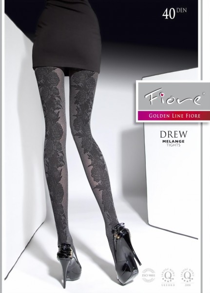 Fiore - Trendy floral pattern tights Drew 40 DEN