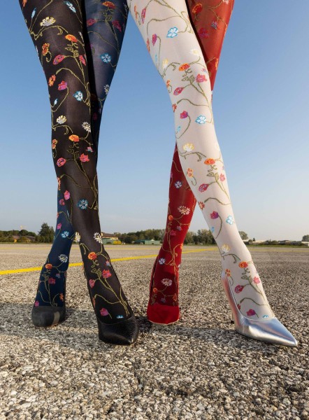 Trasparenze - Opaque tights with romantic colorful flower design