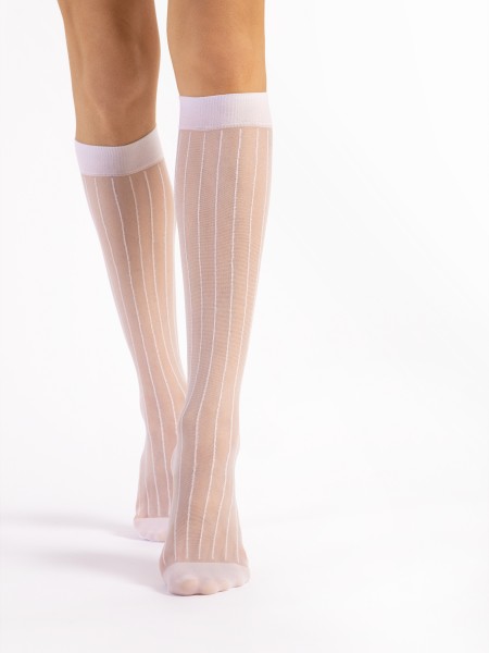 Fiore - 15 denier knee highs with vertical stripes